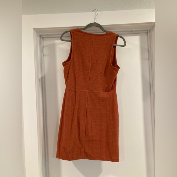 Madewell Sleeveless Button-Front Mini Dress afterglow red, size small, EUC - Picture 4 of 5